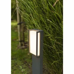Borne lumineuse Lutec QUBO LED Anthracite, 1 lumière, Changeur de couleurs