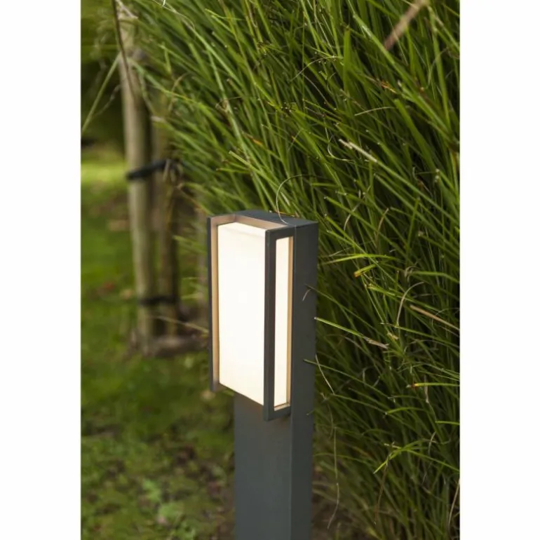 Borne lumineuse Lutec QUBO LED Anthracite, 1 lumière, Changeur de couleurs