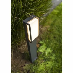 Borne lumineuse Lutec QUBO LED Anthracite, 1 lumière, Changeur de couleurs