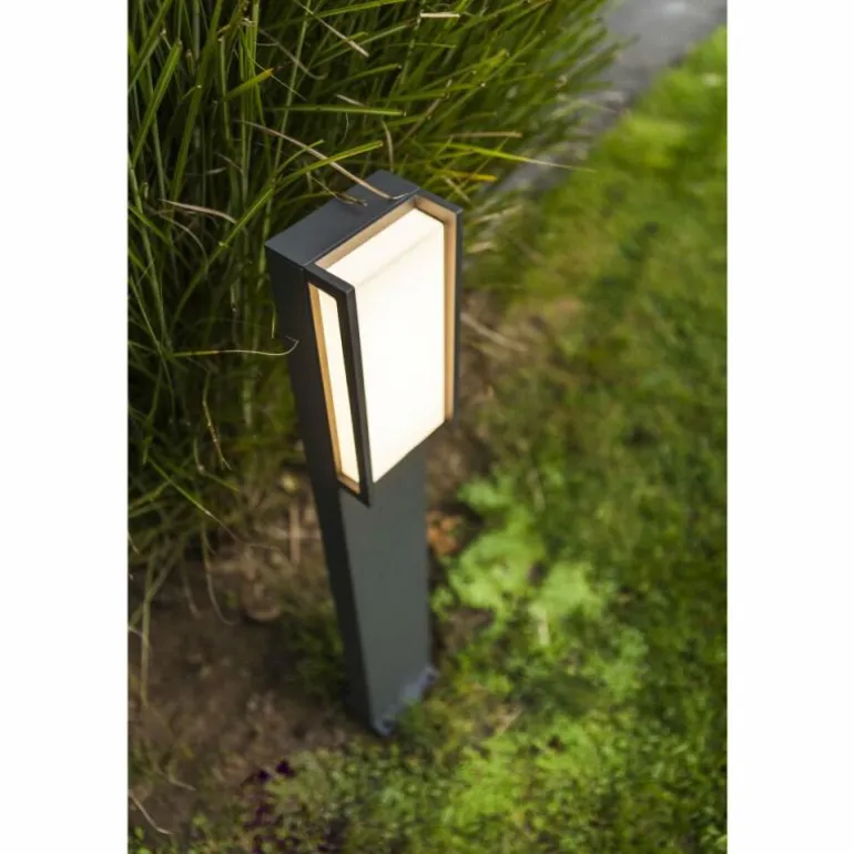 Borne lumineuse Lutec QUBO LED Anthracite, 1 lumière, Changeur de couleurs