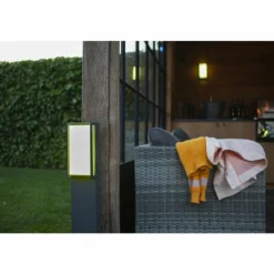 Borne lumineuse Lutec QUBO LED Anthracite, 1 lumière, Changeur de couleurs