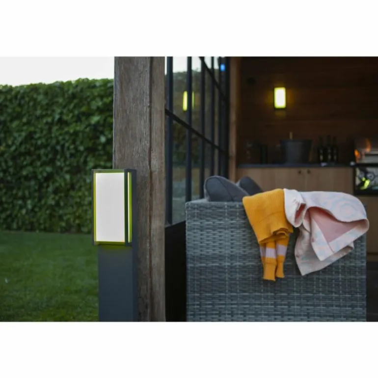 Borne lumineuse Lutec QUBO LED Anthracite, 1 lumière, Changeur de couleurs