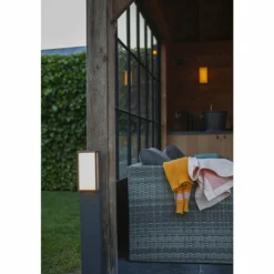 Borne lumineuse Lutec QUBO LED Anthracite, 1 lumière, Changeur de couleurs