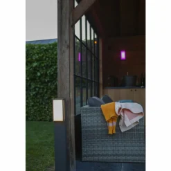 Borne lumineuse Lutec QUBO LED Anthracite, 1 lumière, Changeur de couleurs