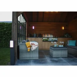 Borne lumineuse Lutec QUBO LED Anthracite, 1 lumière, Changeur de couleurs