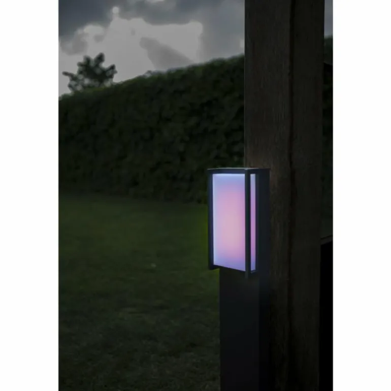 Borne lumineuse Lutec QUBO LED Anthracite, 1 lumière, Changeur de couleurs