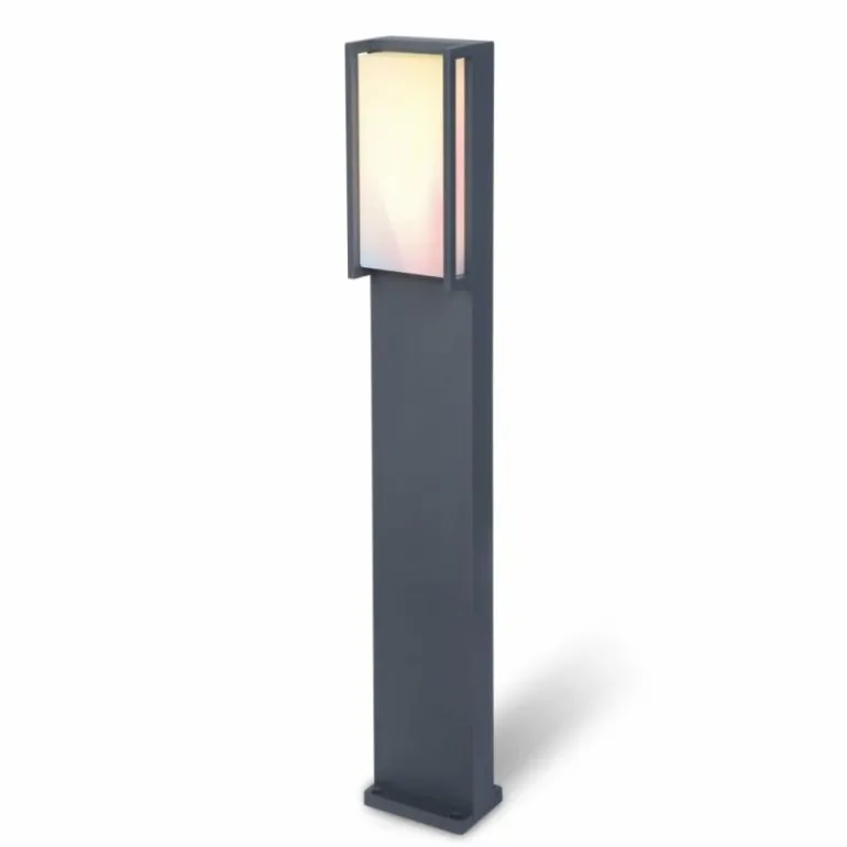 Borne lumineuse Lutec QUBO LED Anthracite, 1 lumière, Changeur de couleurs