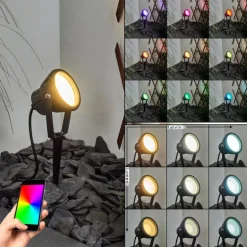Borne lumineuse Sempach LED Noir, 1 lumière, Changeur de couleurs