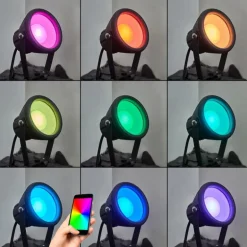 Borne lumineuse Sempach LED Noir, 1 lumière, Changeur de couleurs