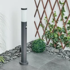 Borne lumineuse Sessa Anthracite, 1 lumière, Détecteur de mouvement