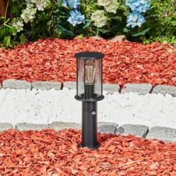 Borne lumineuse Sumalao Noir, 1 lumière, Détecteur de mouvement