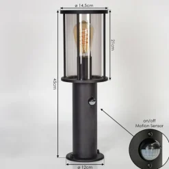 Borne lumineuse Sumalao Noir, 1 lumière, Détecteur de mouvement