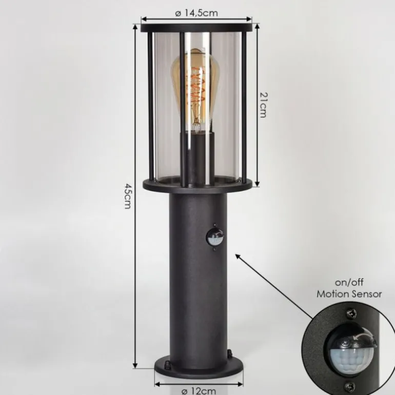 Borne lumineuse Sumalao Noir, 1 lumière, Détecteur de mouvement