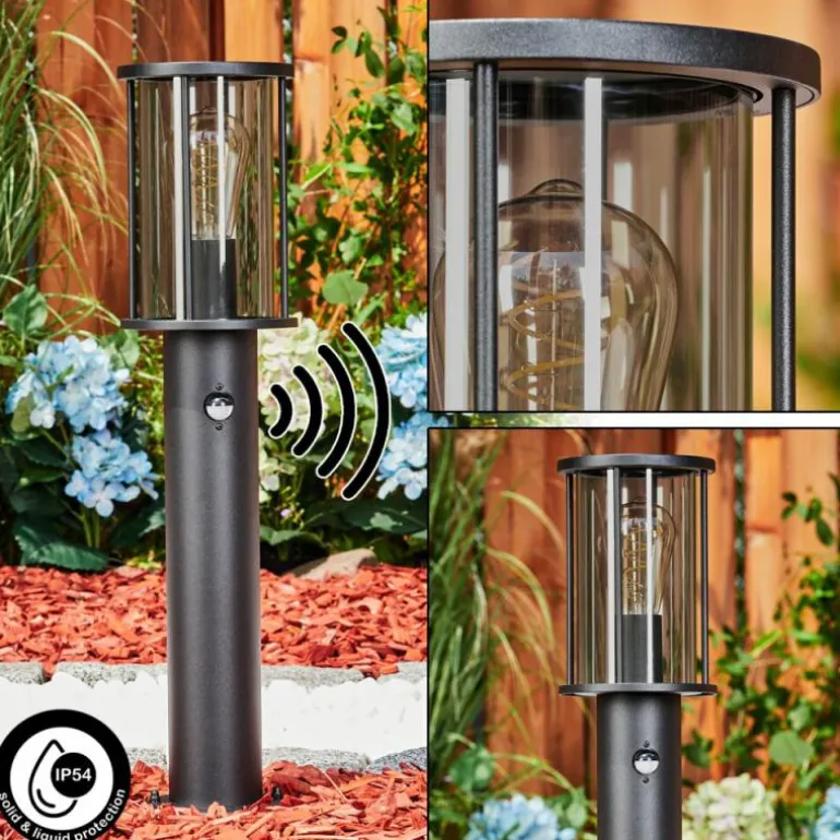 Borne lumineuse Sumalao Noir, 1 lumière, Détecteur de mouvement