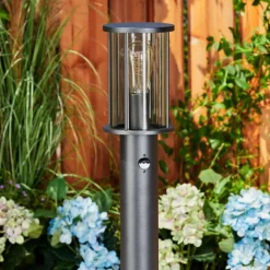 Borne lumineuse Sumalao Noir, 1 lumière, Détecteur de mouvement