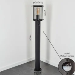 Borne lumineuse Sumalao Noir, 1 lumière, Détecteur de mouvement