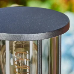 Borne lumineuse Sumalao Noir, 1 lumière, Détecteur de mouvement