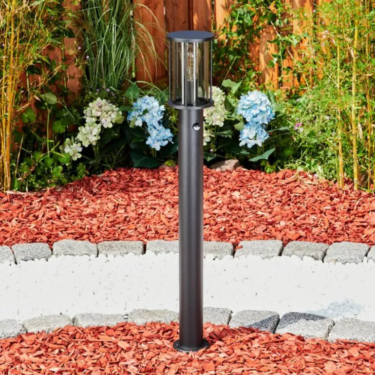 Borne lumineuse Sumalao Noir, 1 lumière, Détecteur de mouvement