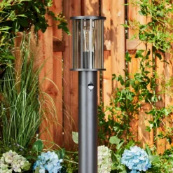 Borne lumineuse Sumalao Noir, 1 lumière, Détecteur de mouvement