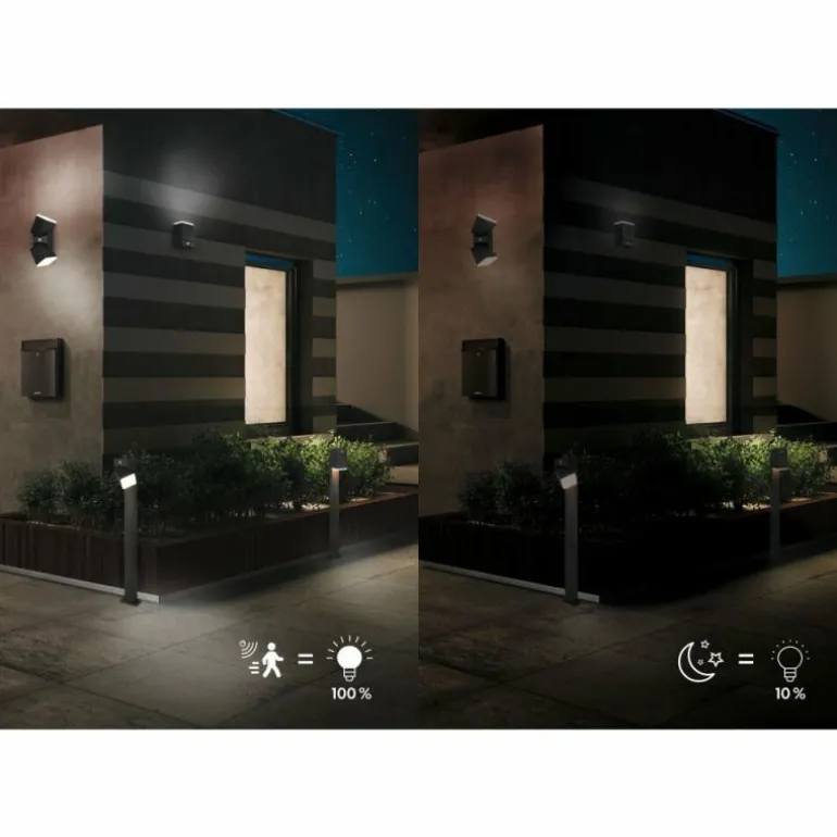 Borne lumineuse Trio Avon LED Anthracite, 1 lumière, Détecteur de mouvement