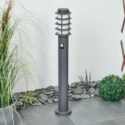 Borne lumineuse Tunes Anthracite, 1 lumière, Détecteur de mouvement