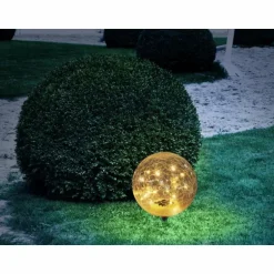 boule lumineuse Globo Solar LED Noir, 20 lumières