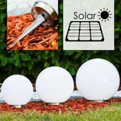 boule lumineuse Solar LED Acier inoxydable, 2 lumières