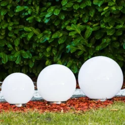 boule lumineuse Solar LED Acier inoxydable, 2 lumières