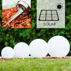 boule lumineuse Solar LED Acier inoxydable, 2 lumières