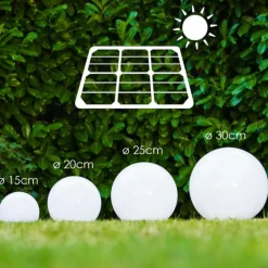 boule lumineuse Solar LED Acier inoxydable, 2 lumières