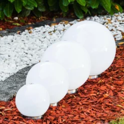 boule lumineuse Solar LED Acier inoxydable, 2 lumières