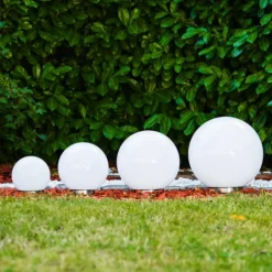 boule lumineuse Solar LED Acier inoxydable, 2 lumières