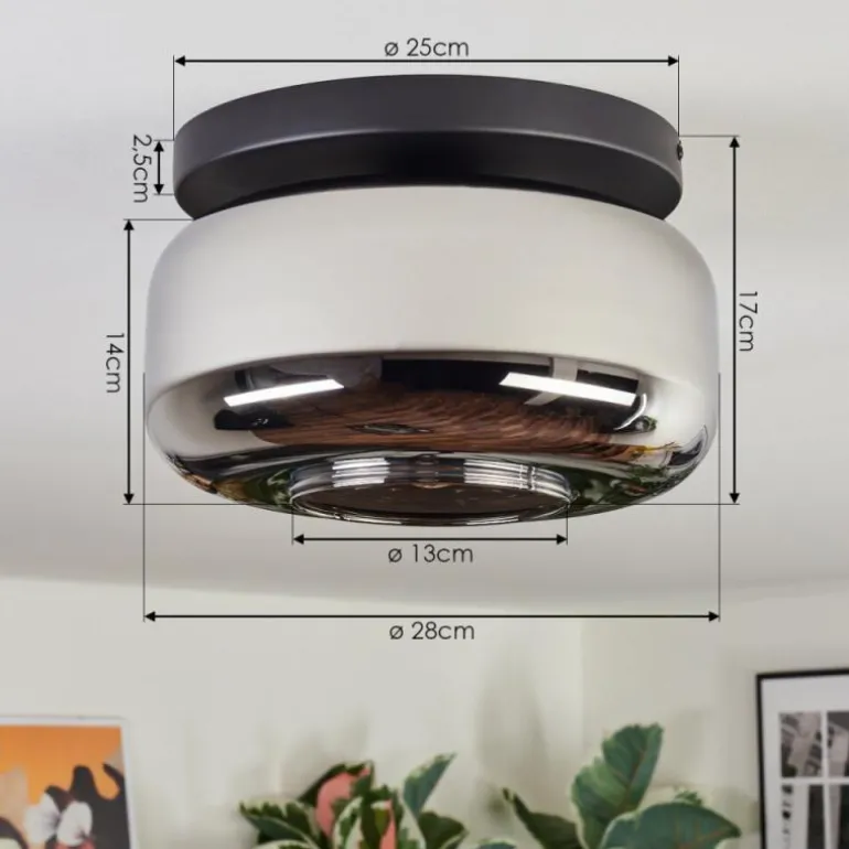 Boza Plafonnier, Boule lumineuse Chrome, Fumé, 1 lumière