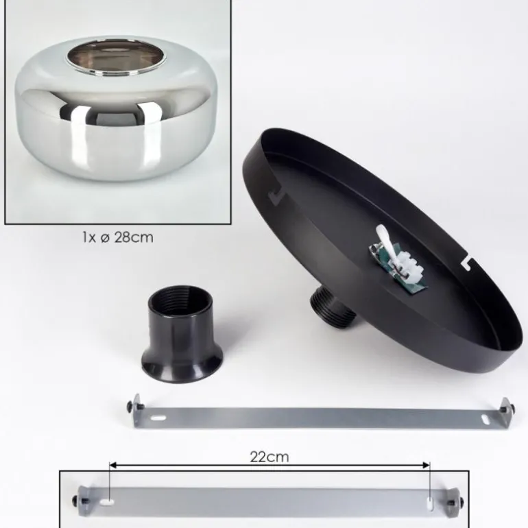 Boza Plafonnier, Boule lumineuse Chrome, Fumé, 1 lumière