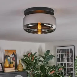 Boza Plafonnier, Boule lumineuse Chrome, Fumé, 1 lumière