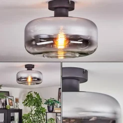 Boza Plafonnier Chrome, Clair, Fumé, 1 lumière