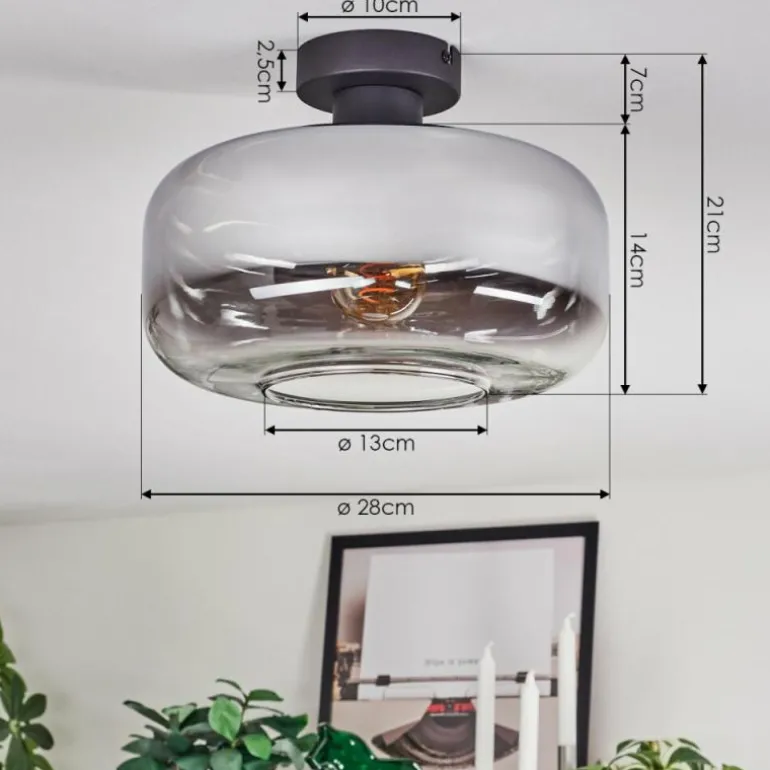 Boza Plafonnier Chrome, Clair, Fumé, 1 lumière