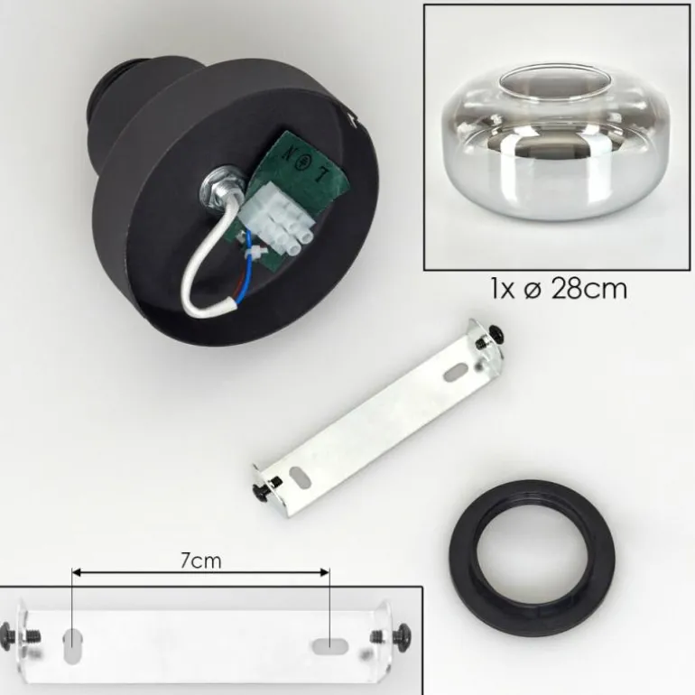 Boza Plafonnier Chrome, Clair, Fumé, 1 lumière