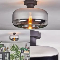 Boza Plafonnier Chrome, Fumé, 1 lumière