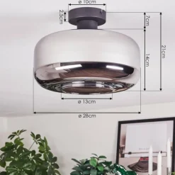 Boza Plafonnier Chrome, Fumé, 1 lumière