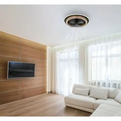 Bozan Ventilateur de plafond lumineux Luminaires Globo Lighting LED Écru, Noir, 1 lumière, Télécommandes