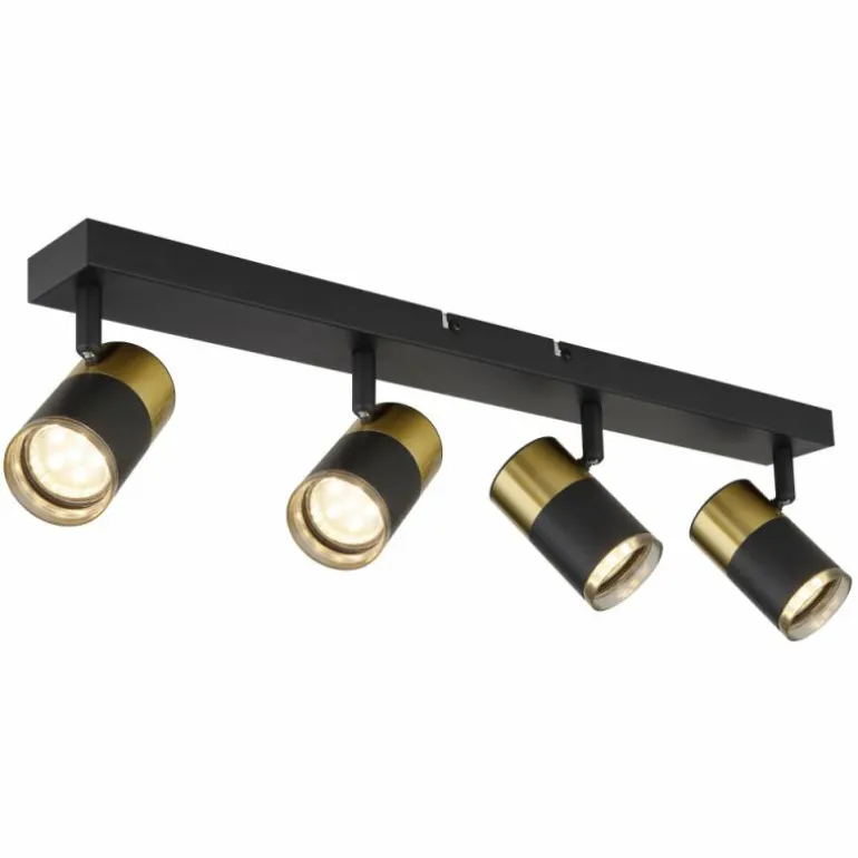 Brisbon Plafonnier, Spot de plafond, Applique murale, Spot mural Luminaires Globo Lighting Noir, 4 lumières