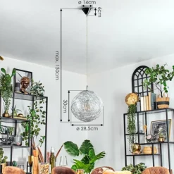 Brona Suspension, Boule lumineuse, Suspension Argenté, 1 lumière