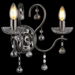 Camila Applique murale Luminaires Globo Lighting Chrome, Noir, 2 lumières