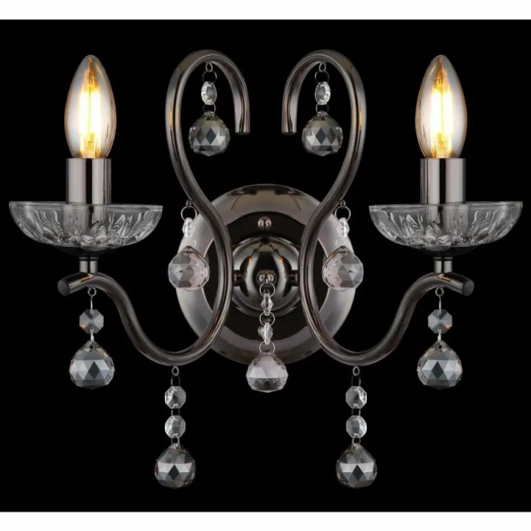 Camila Applique murale Luminaires Globo Lighting Chrome, Noir, 2 lumières