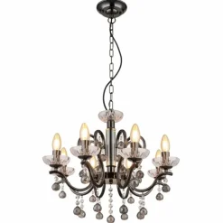 Camila Lustre Luminaires Globo Lighting Chrome, Noir, 8 lumières