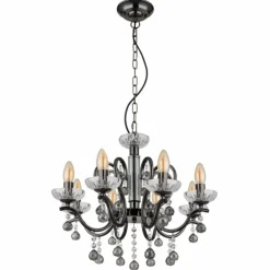 Camila Lustre Luminaires Globo Lighting Chrome, Noir, 8 lumières