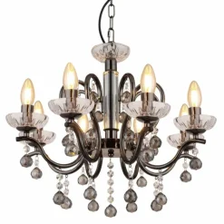 Camila Lustre Luminaires Globo Lighting Chrome, Noir, 8 lumières