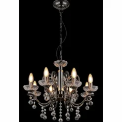 Camila Lustre Luminaires Globo Lighting Chrome, Noir, 8 lumières