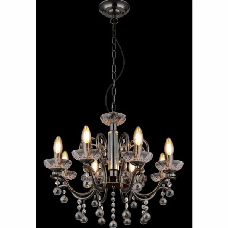 Camila Lustre Luminaires Globo Lighting Chrome, Noir, 8 lumières